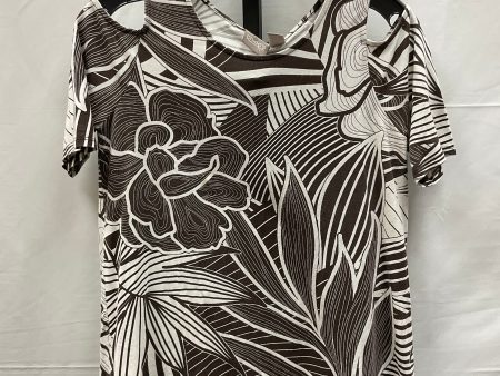 Brown & White Top Short Sleeve Chicos, Size S For Sale