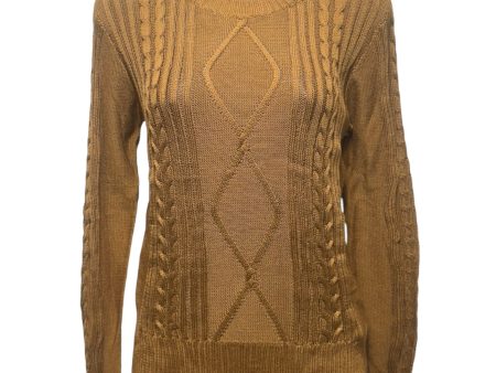 Pima Cotton Cable Knit Pullover Sweater By Peruvian Connection In Brown, Size: M Online