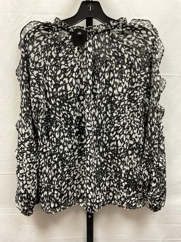 Black & White Top Long Sleeve Carmen By Carmen Marc Valvo, Size Petite   S Supply