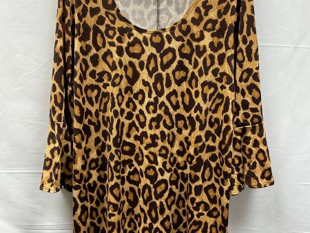 Animal Print Top 3 4 Sleeve Slinky Brand, Size 2x on Sale