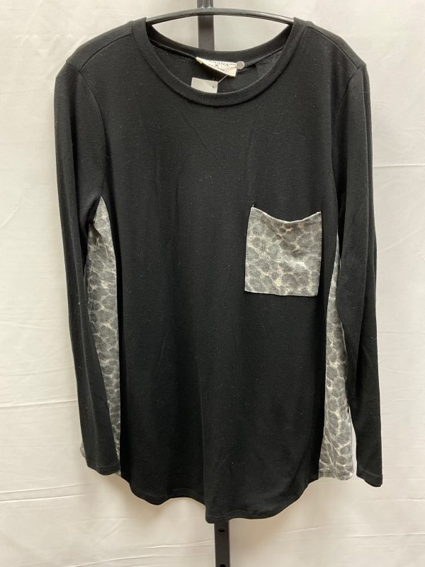 Top Long Sleeve By Zenana Outfitters In Black & Grey, Size: M Cheap